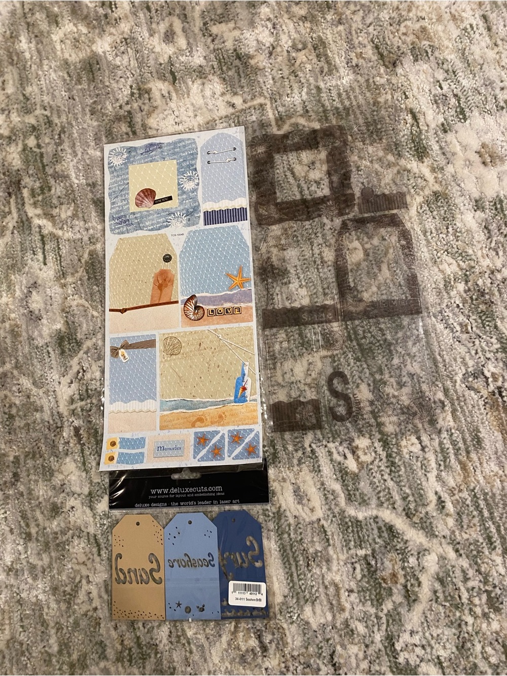 Coastal Beach Tags Art Print - Blue & Tan